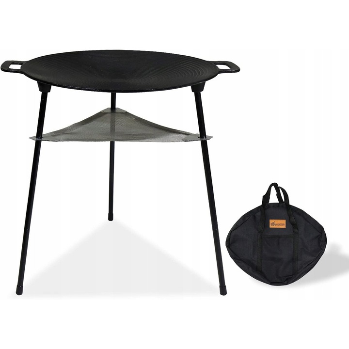 Tigaie grill BBQ, 36cm, set cu geanta de transport