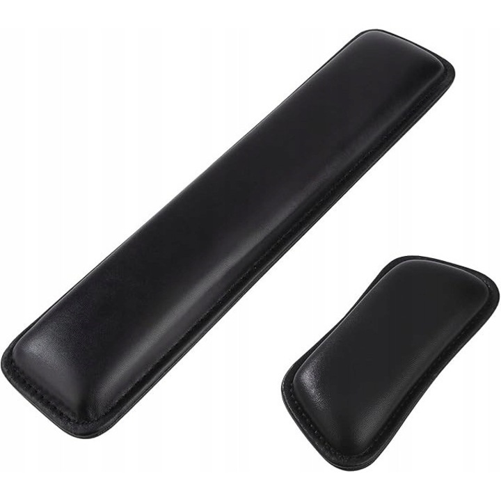 2 az 1-ben csuklótámasz készlet, memóriahab, fekete, 37x8x2,5cm, 12,5x8x2cm