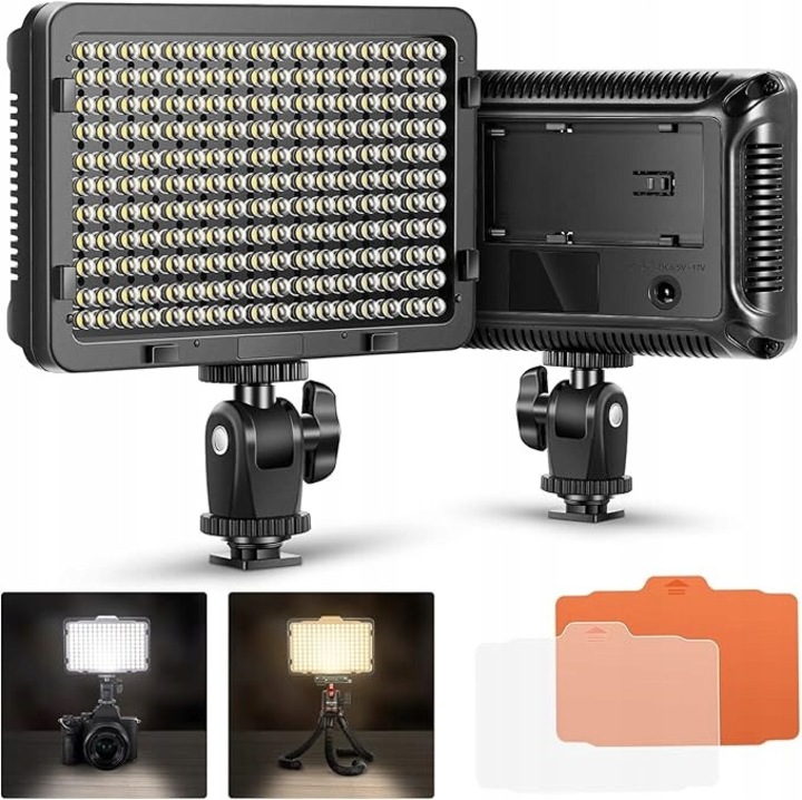 Panou LED Neweer 176, lumina video, 3200-5600K, 14,5x9,5x4cm, portabila
