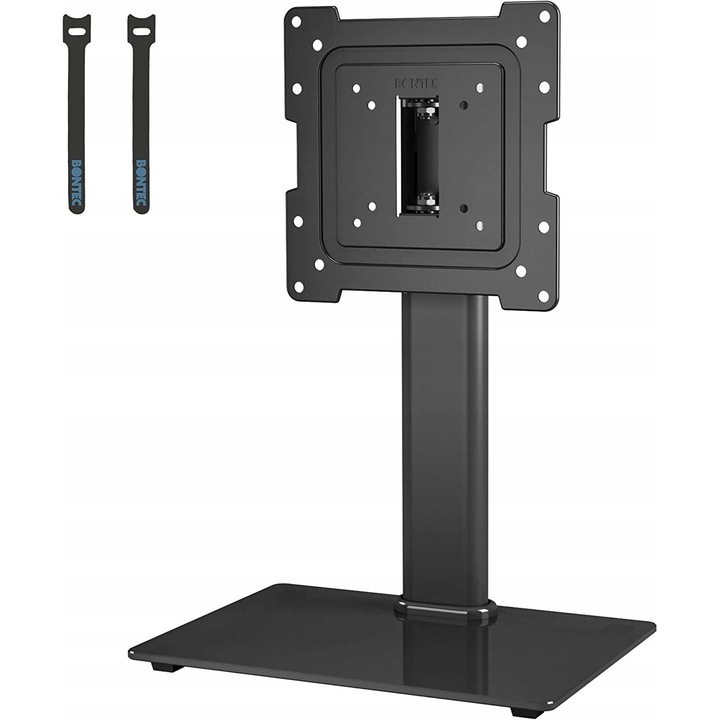 Suport TV Bontec, rotativ, 17-43 inch, reglabil pe inaltime, sticla securizata, 45 kg