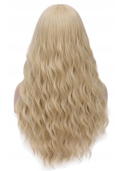 Peruca lunga blonda cu bucle, 70 cm, set cu caciula, pentru cosplay si utilizare zilnica