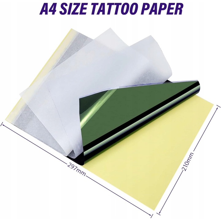 Set 120 foi transfer tatuaj A4, 4 straturi, buna aderenta, usor de utilizat