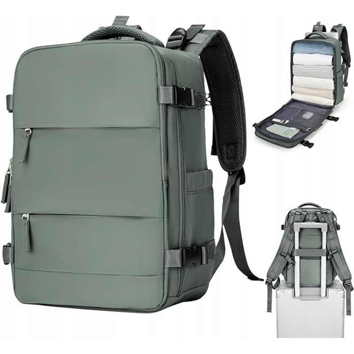 Rucsac cabina, 40x25x20 cm, verde, compatibil cu Ryanair si Wizz Air