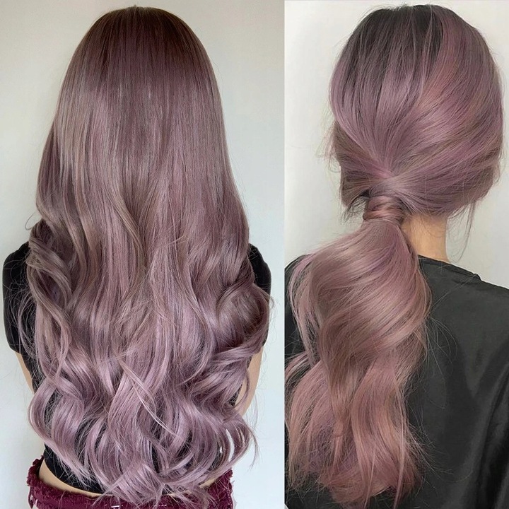 Peruca Fiolet, lungime 60cm, 53.3-58.4cm, material 100% matase, set de accesorii