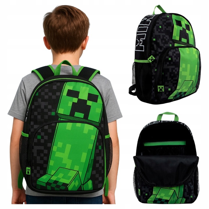 Rucsac Minecraft Creeper, negru, 30x45cm
