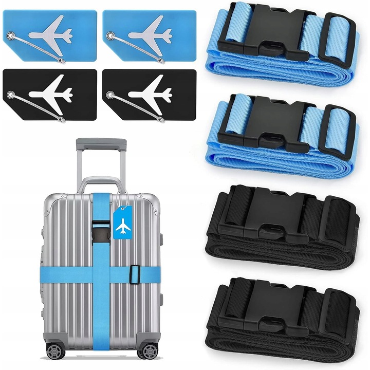 Set 4 Paturi Bagaj, 180x5cm, cu Etichete, Multicolor