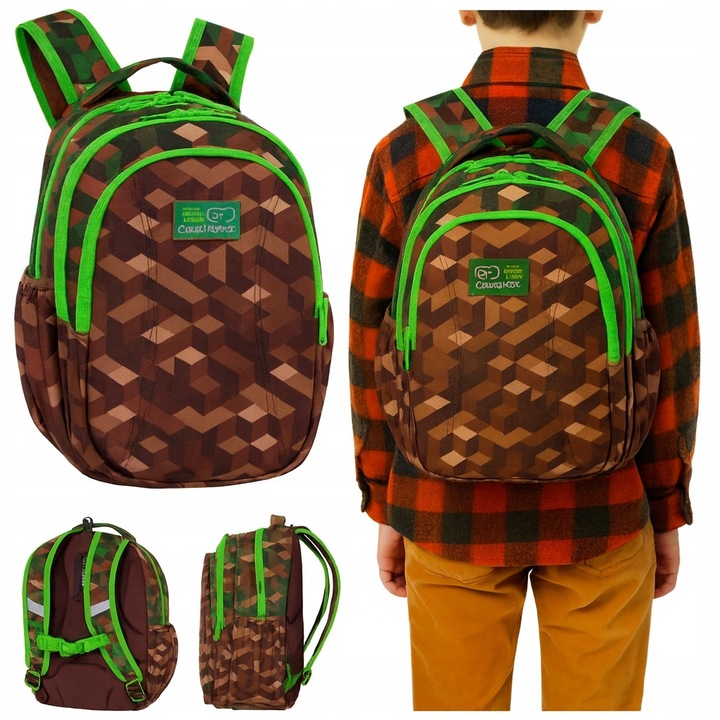 Ghiozdan scolar Minecraft, 39x28x17cm, 21l, colorat, cu bretele reglabile