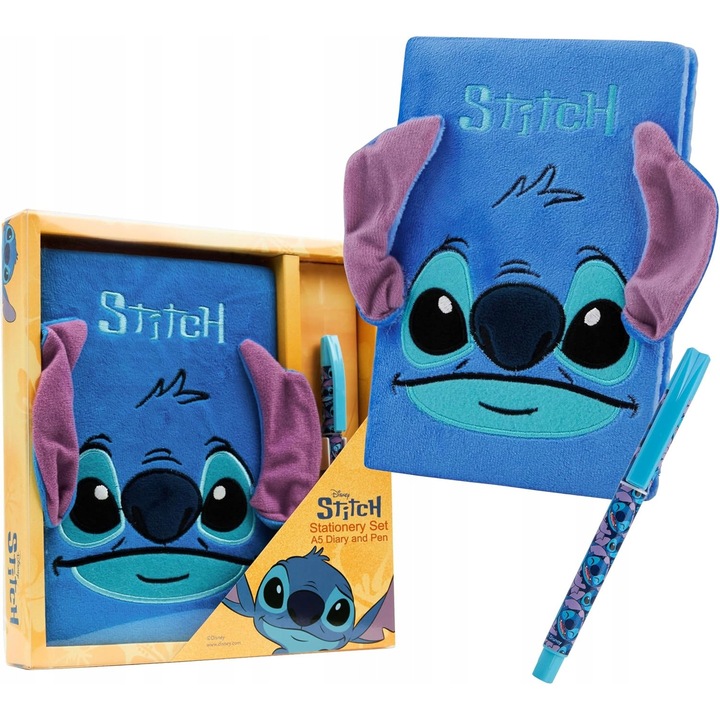 Notatnik A5 plusat cu stilou, set cadou, albastru