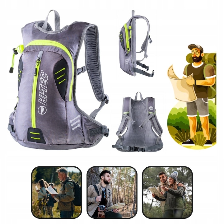Rucsac turistic Hi-Tec 6L, 44x41x10cm, material usor, doua buzunare laterale
