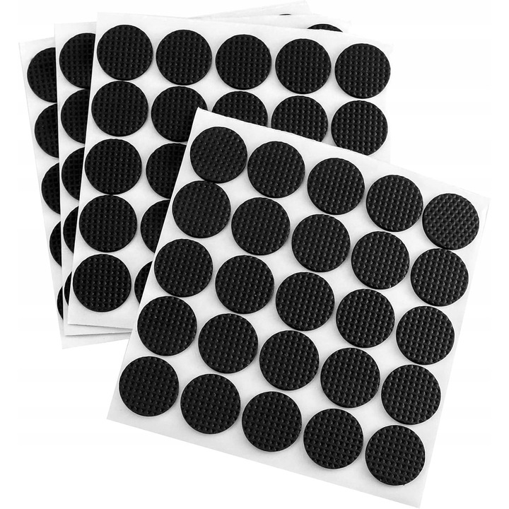 Pachet 100 bucati suporturi antiderapante autoadezive pentru picioarele mobilelor, negru, 25mm x 3mm