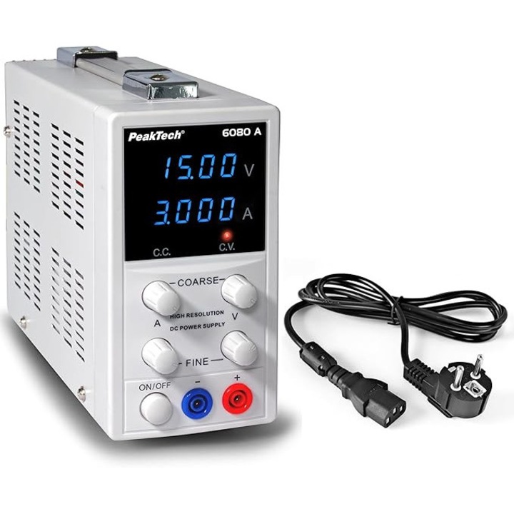 Zasilator laboratoryjny PeakTech P 6080 A 0-15V 0-3A cu afisaj LED