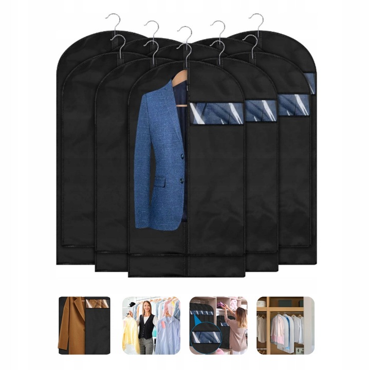 Set 5 husa haine, sintetica 60x100 cm,