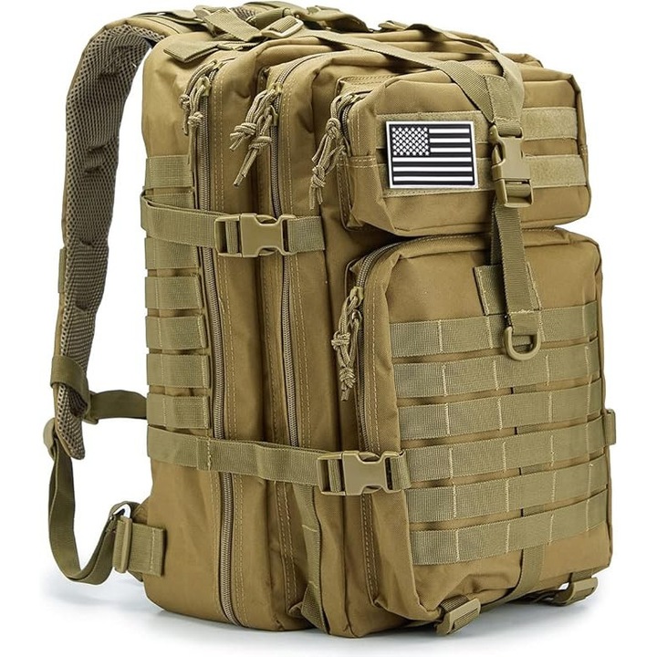 Rucsac tactic 45L, verde, dimensiuni 45x33x30cm, cu sistem MOLLE, impermeabil
