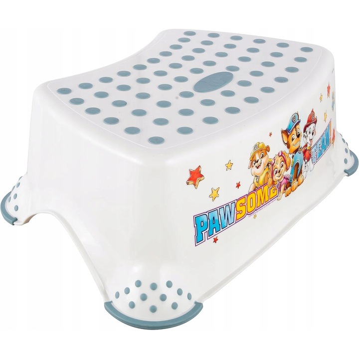 Taburet antiderapant pentru copii, alb, 28,5x28,5x14cm, capacitate 80kg, utilizare in baie si bucatarie