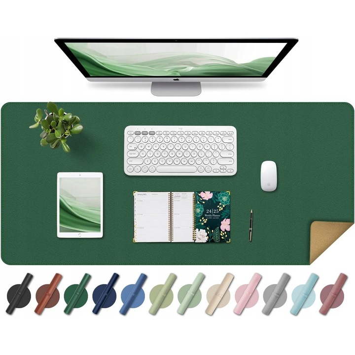 Suport de birou din pluta, 90x43cm, antiderapanta, verde inchis, set de birou