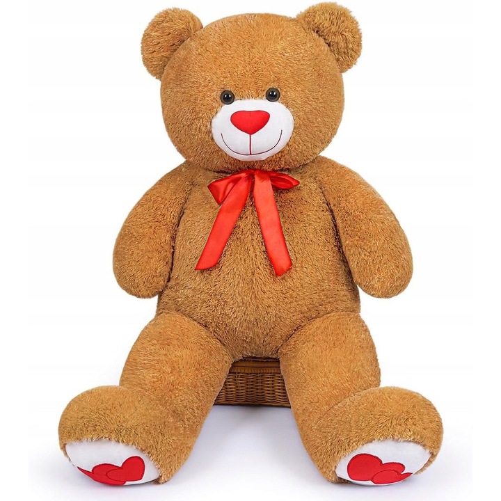 Ursulet de plus XXL, 110 cm, culoare albastra, jucarie de imbratisat, decorativa, pentru copii si adulti