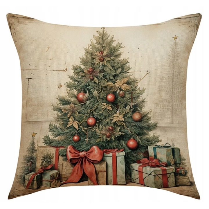 Perna decorativa Ecarla, Boze Narodzenie, 45x45 cm, poliester, cu fermoar