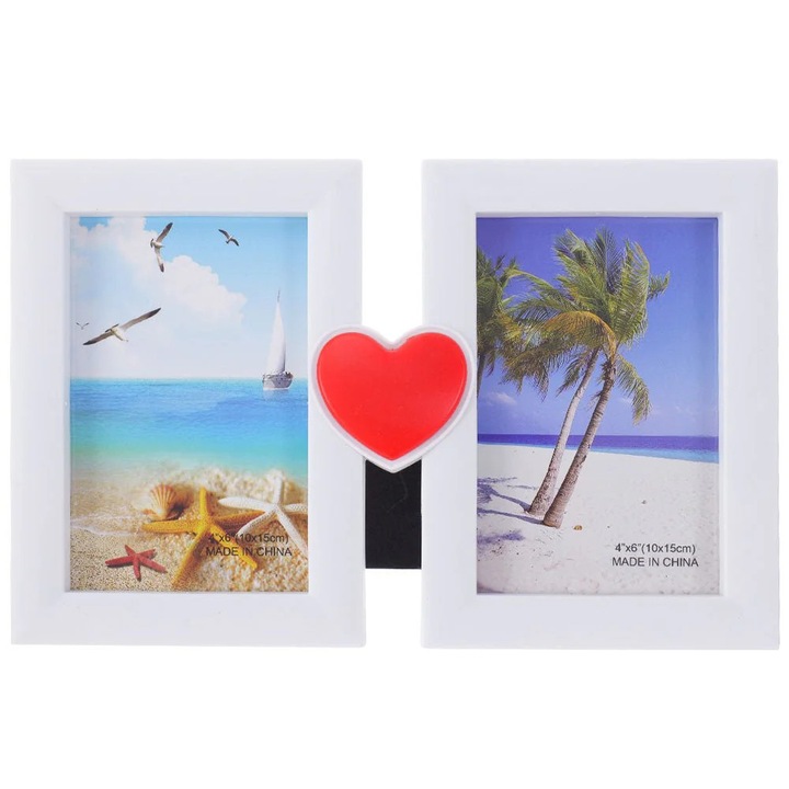 Rama foto LOVE colaj inima rosie - 2 poze