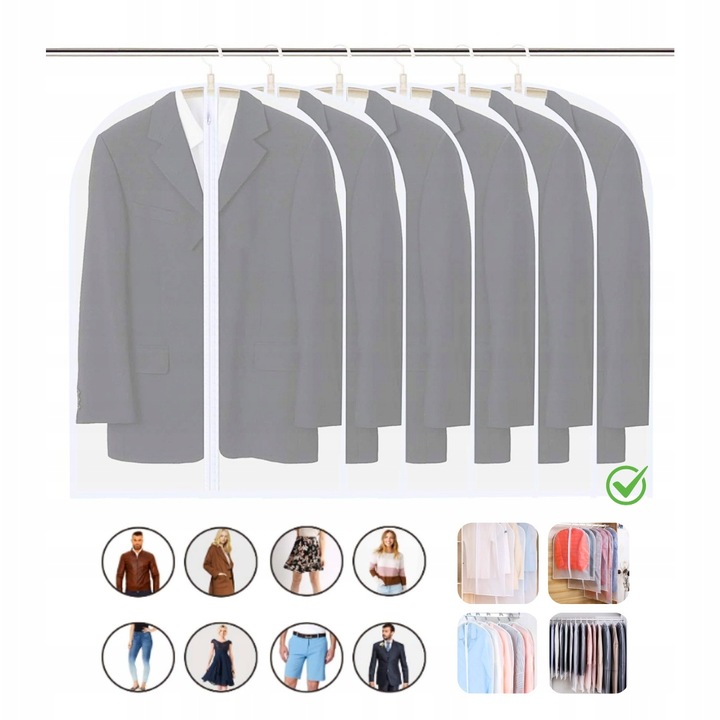 Set 6 saci pentru haine, 60x100cm, impermeabili, reutilizabili, transparenti