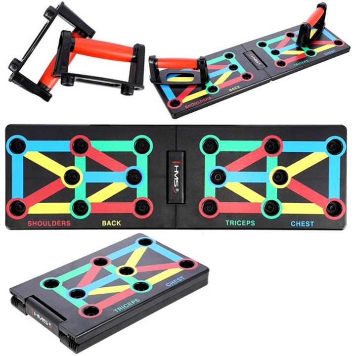 Deska multifunctionala pentru flotari HMS, rosie, 20x64x1.8cm, capacitate 300kg