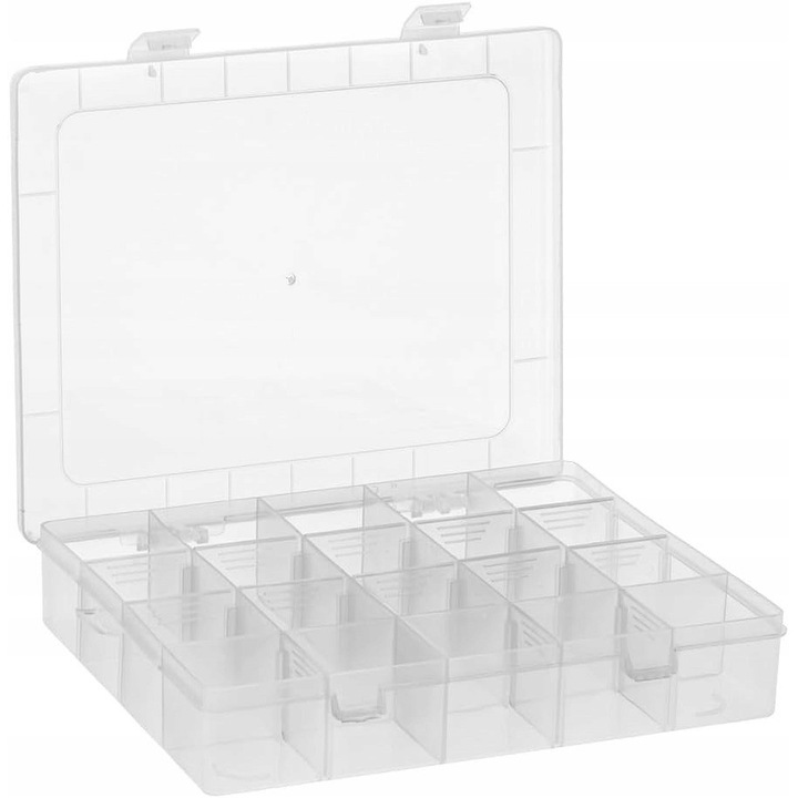 Átlátszó tárolódoboz 20 rekesszel, 20,8x16,9x4cm
