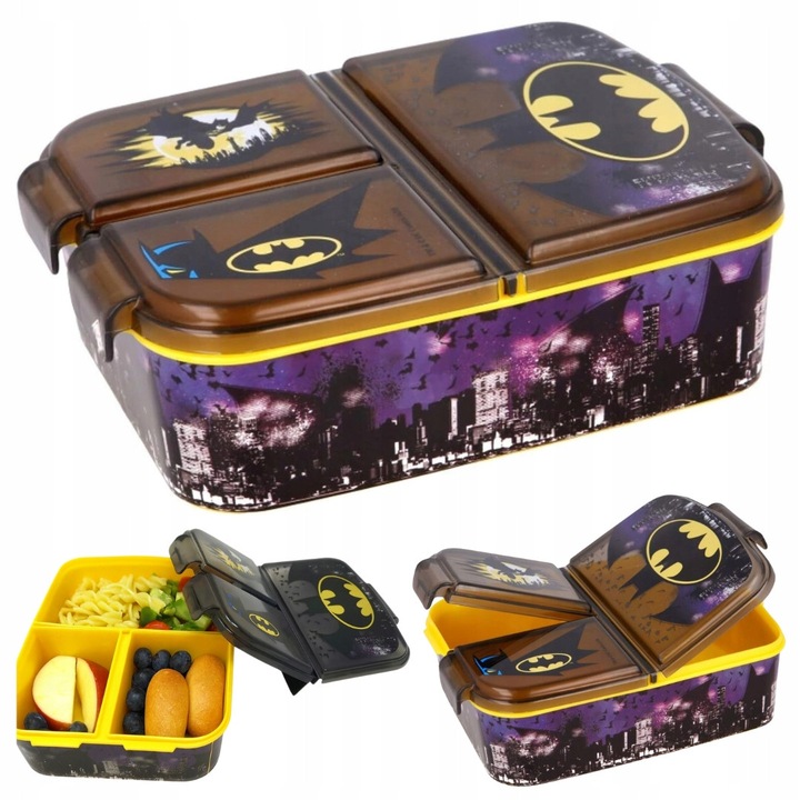 Cutie alimentara pentru pranz, 1400 ml, 3 compartimente, fara BPA, 18x14x7cm, multicolor