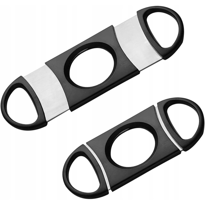 Taietor de tigari, inox, lame duble, negru, 9x2x0,6cm