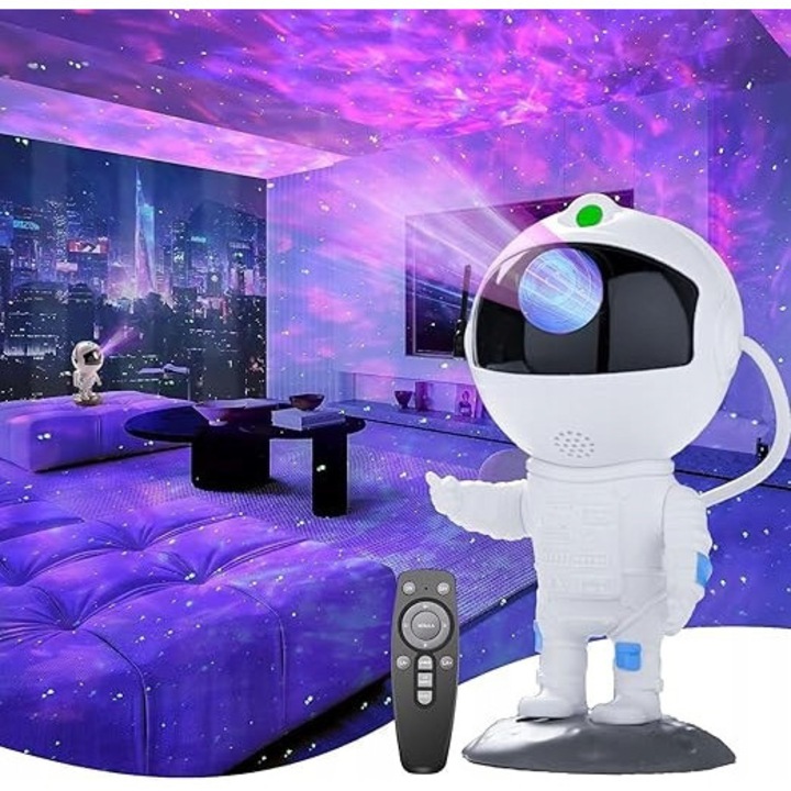 Proiector de stele, astronaut, set cu telecomanda, multicolor, 15x50m