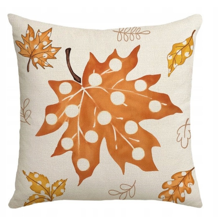 Fata de perna Ecarla, 45x45cm, imprimeu frunze, stil BOHO