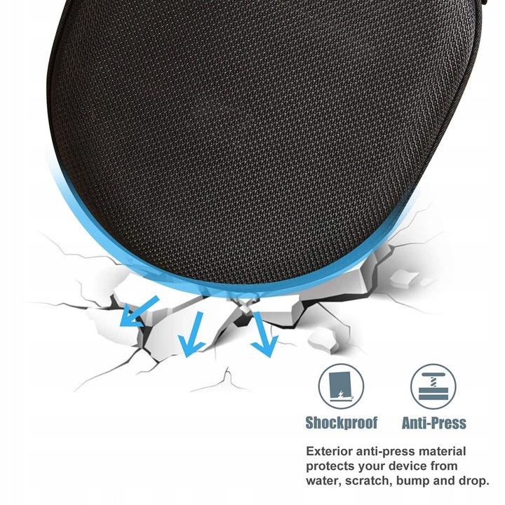 Etui rigid ProCase pentru casti, 2 protectii anti-praf, negru, dimensiuni compacte