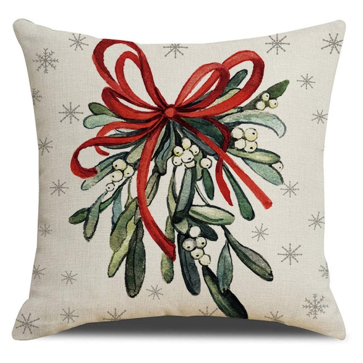 Poszewka decorativa Ecarla, 45x45cm, poliester, imprimeu pe o singura parte, sezonul toamna-iarna