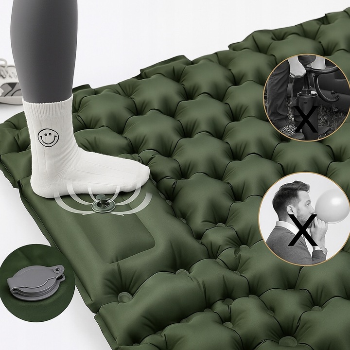 Saltea camping, samopompa, 2 persoane, impermeabila, 196x125x10cm, 1500g