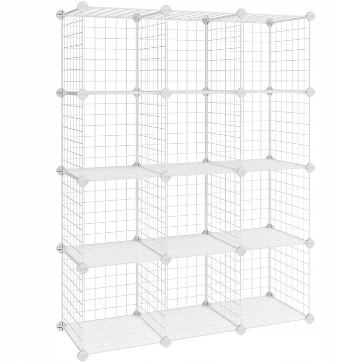 Raft cu 12 compartimente, alb, 93x31x123cm, set cu gumowy mlotek