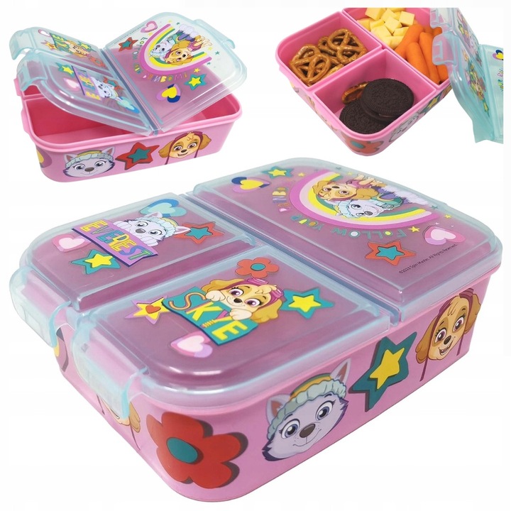 Cutie alimentara pentru pranz, 1400 ml, 3 compartimente, fara BPA, 18x14x7cm, multicolor