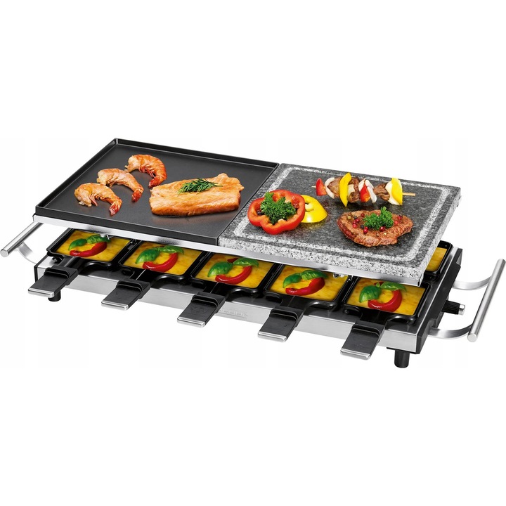 Gratar electric Profi Cook, set pentru 10 persoane, 10 tigai, 48,5x24cm, negru