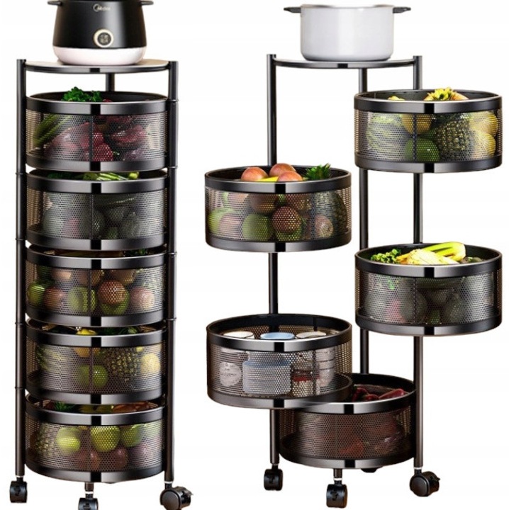 Raft mobil cu 5 etaje, negru, 33x90,5cm