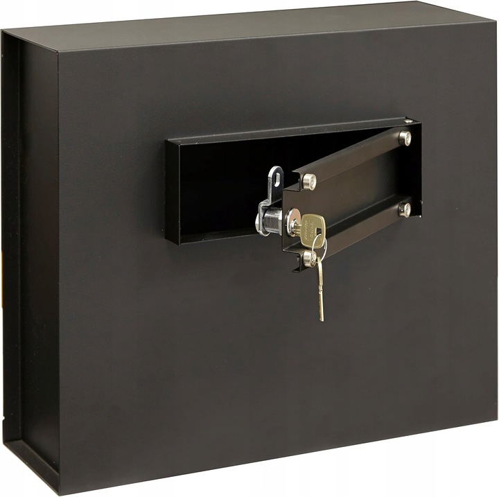 Seif de perete, 15L, constructie din otel, rezistent la apa, negru, dimensiuni 40x35x13cm, montaj ascuns