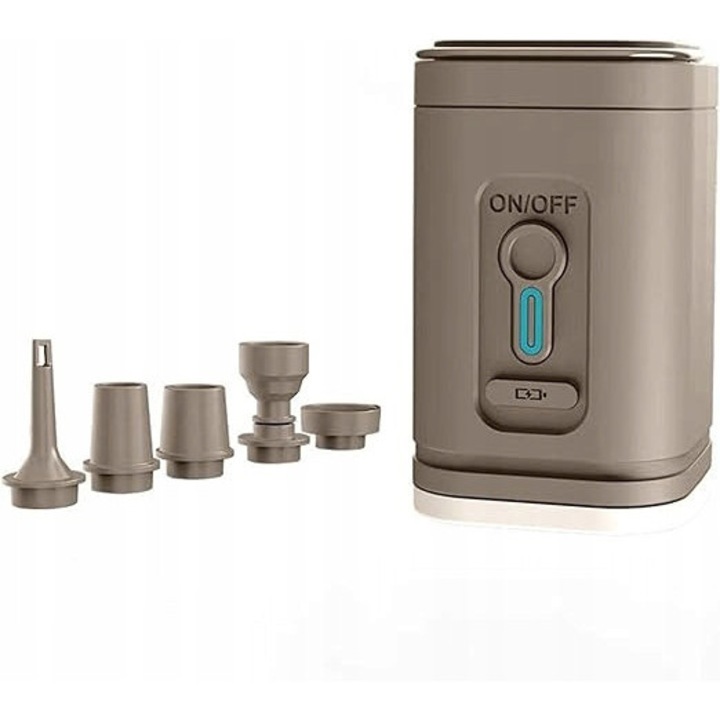 Hordozható légpumpa 1200 mAh, 2 az 1-ben, 5 fúvóka