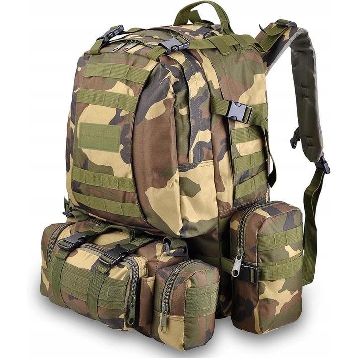 Rucsac tactic 55L, multicolor, 55x45x15cm, pentru camping si trekking