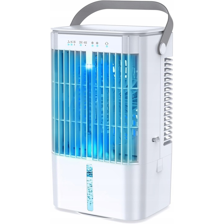 Mini climatizator portabil, 5 in 1, alb, 16,4x13x28cm