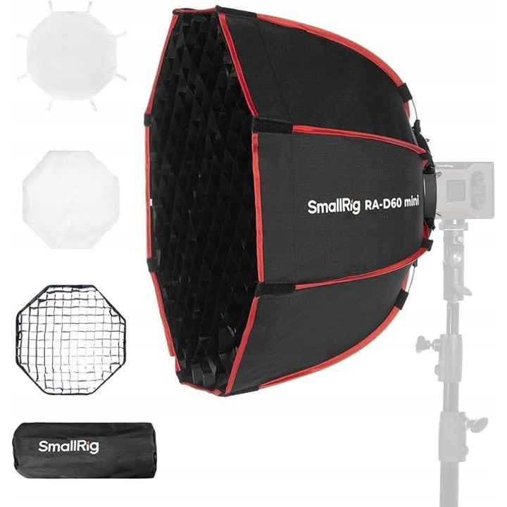 Softbox parabolic 23,6" cu torba, SmallRig, dispersie eficienta a luminii, material de calitate, set