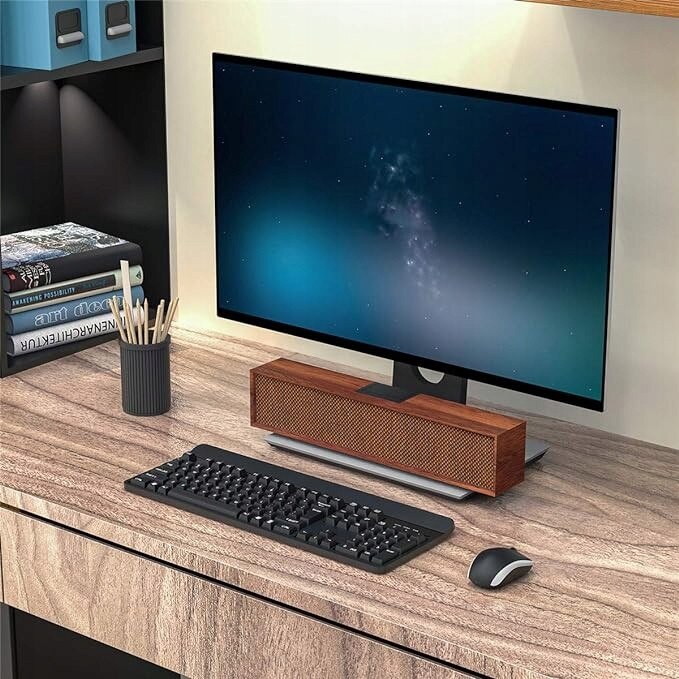 Soundbar PC, Smalody, Bluetooth, 5.0, design din lemn, portabila, pentru jocuri si muzica