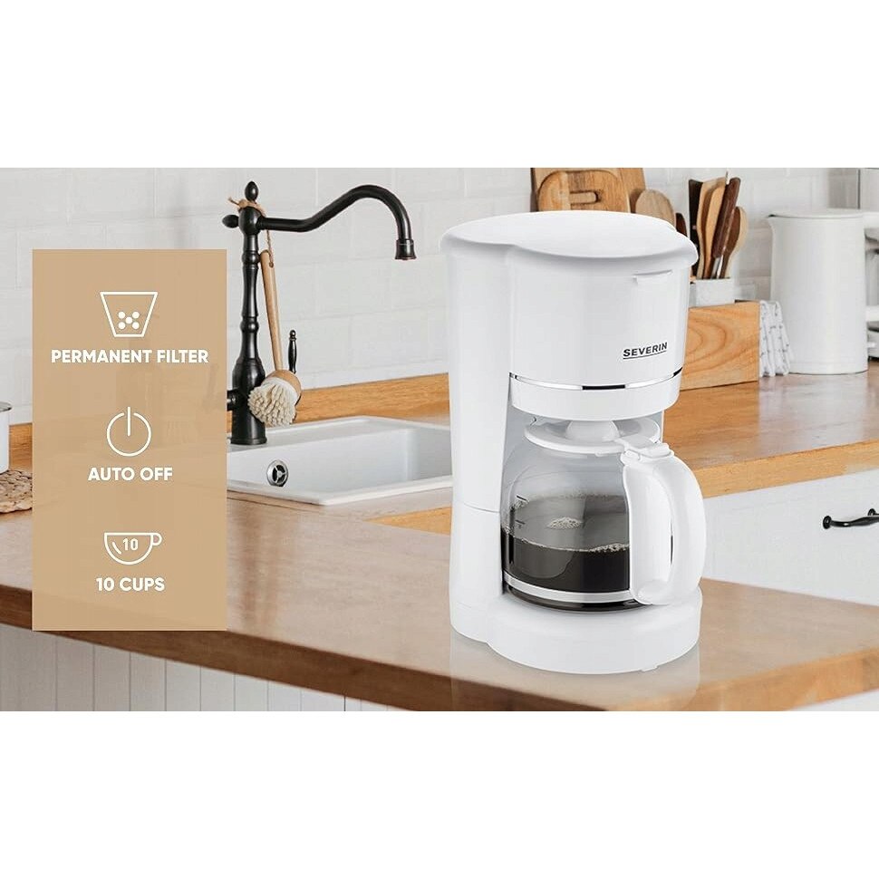 Cafetiera Severin, model KA 4323, 10 cesti, alb, 25x20x32,5cm