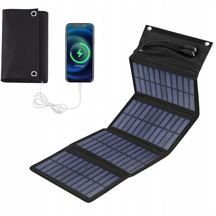 Összecsukható napelem 10W, Galaxy, 2 USB port, vízálló, 17x10.5x3cm