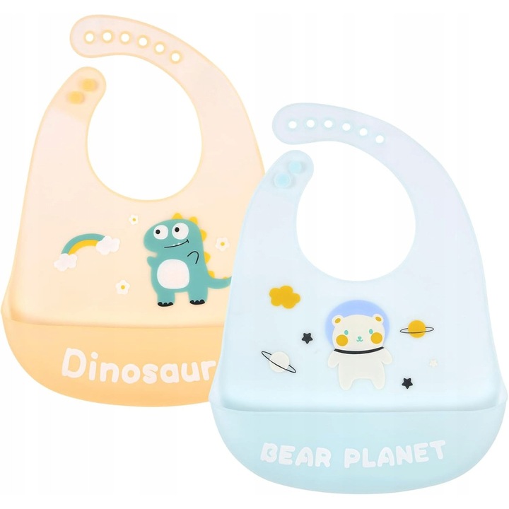 2 db szilikon előke babáknak, vízálló, 6-72 hónapos korig