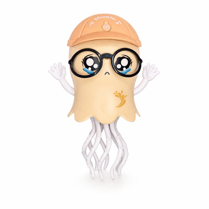 Jucarie interactiva meduza dansatoare Trendy Play, muzica, lumini, miscare, functie spray, Electric Dance, 3+Bej