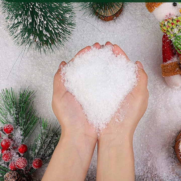 Zapada artificiala, 100 g, alba, pentru decoratiuni de Craciun si evenimente tematice