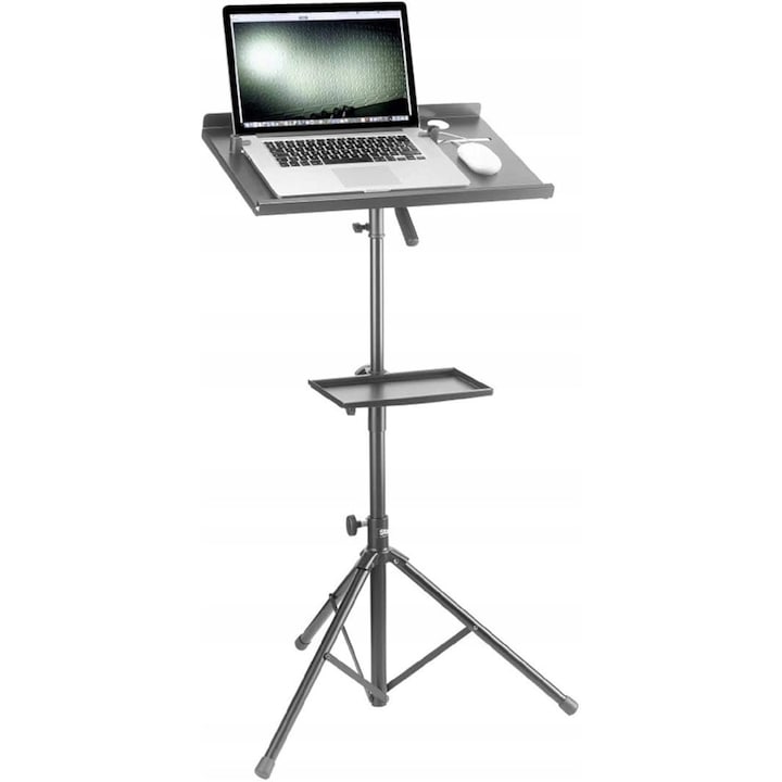 Suport pe doua niveluri Stagg, reglabil, pentru laptop, cu suport pentru accesorii