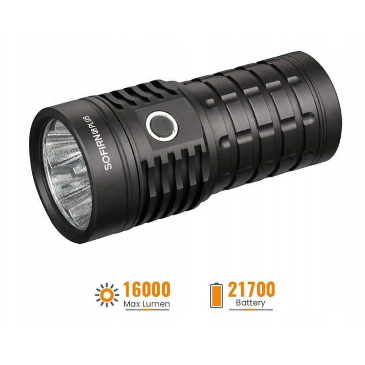 Фенер Q8 Plus, 16000 лумена, 6 LED XHP50B, USB-C, 133x63x54mm