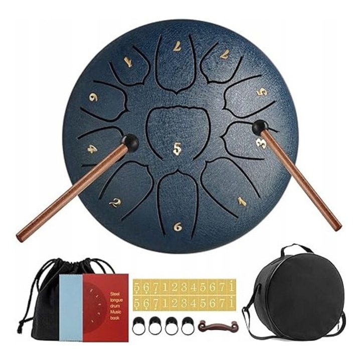 Toba limba, 11 tonuri, 15 cm, ideal pentru meditatie si muzicoterapie, set cu accesorii